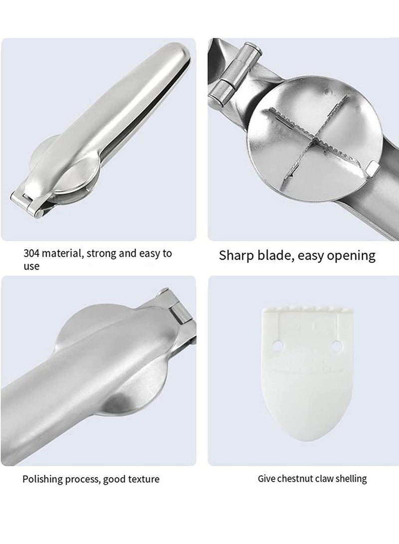 Peachjoy قاطع كستناء من الفولاذ المقاوم للصدأ، قشارة مكسرات، كماشة جوز، كماشة فتح المكسرات المعدنية، أدوات مطبخ من الفولاذ المقاوم للصدأ 304، مكسرات جوز، فتاحة فواكه مجففة للمطبخ - Image 4