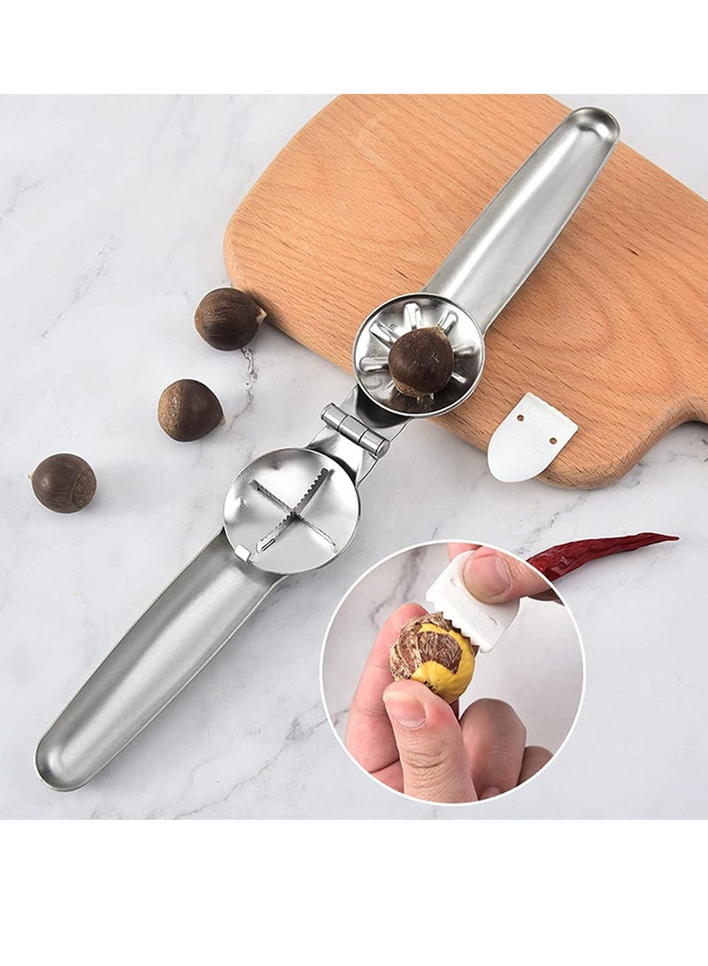 Peachjoy قاطع كستناء من الفولاذ المقاوم للصدأ، قشارة مكسرات، كماشة جوز، كماشة فتح المكسرات المعدنية، أدوات مطبخ من الفولاذ المقاوم للصدأ 304، مكسرات جوز، فتاحة فواكه مجففة للمطبخ - Image 5