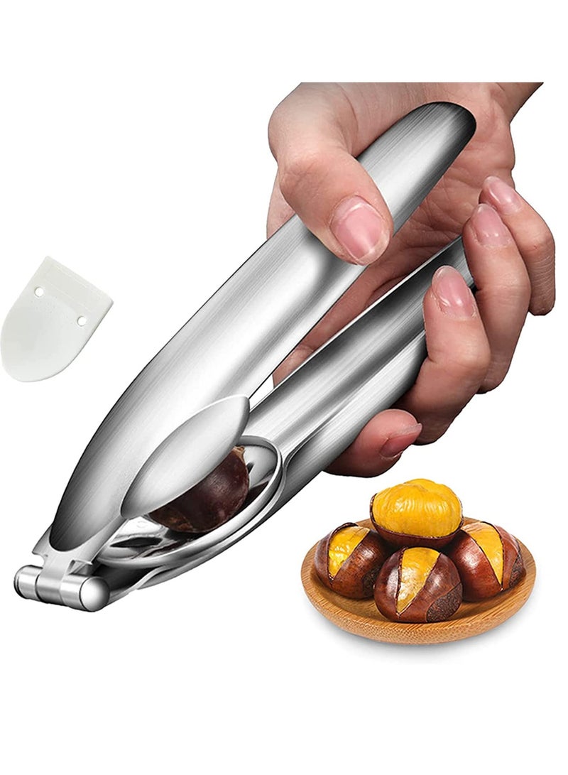 Peachjoy قاطع كستناء من الفولاذ المقاوم للصدأ، قشارة مكسرات، كماشة جوز، كماشة فتح المكسرات المعدنية، أدوات مطبخ من الفولاذ المقاوم للصدأ 304، مكسرات جوز، فتاحة فواكه مجففة للمطبخ - Image 1