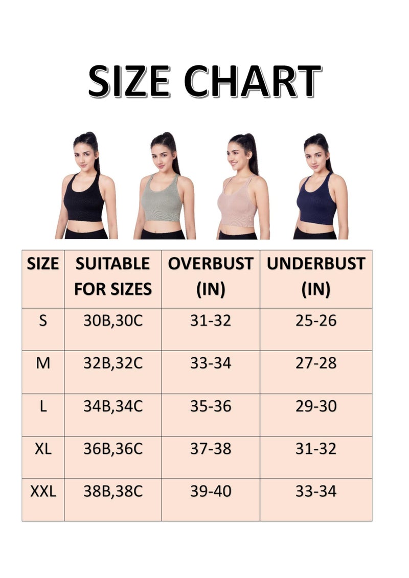 PLUMBURY Women's Nylon Blend Padded Sports Bra for Gym, Yoga, (Size M to XL) (M, BLUE183) - Image 3