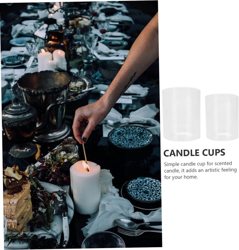 2pcs Candle Cups Simple Design Glass Votive Holders for Weddings Parties Home Decor for Tea Light Candles - Image 3