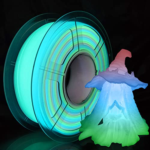 iSANMATE 3D Printer Filament, Glow in The Dark Filament Multicolor, Pla Filament 1.75 mm Green, Blue, Red, Dimensional Accuracy +/- 0.03 mm, 1KG/Spool - Image 1