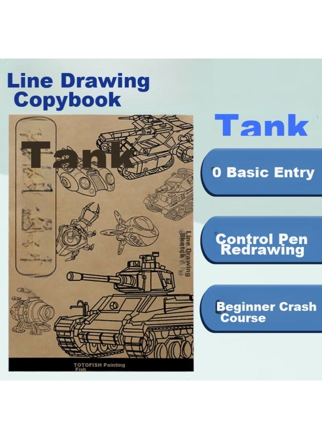 Painted Fish Doodle Fish Line Drawing Tracing Book, Children's Line Drawing Sketching Practice, Coloring Book, Drawing Book, Doodle Sketch Book, Tank And Warship - Image 1