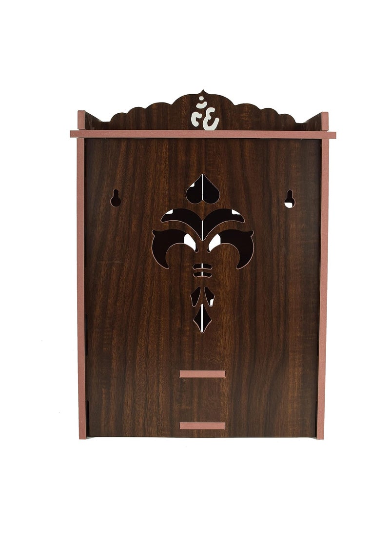 Natvar creation Wooden Wall Hanging Temple for Home and Shop Office and Home showpiece Temple with Acrylic Design Dark Brown