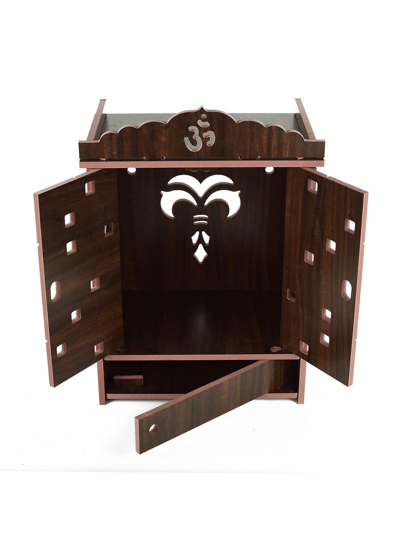 Natvar creation Wooden Wall Hanging Temple for Home and Shop Office and Home showpiece Temple with Acrylic Design Dark Brown