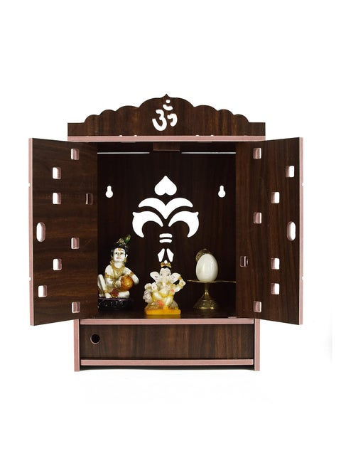 Natvar creation Wooden Wall Hanging Temple for Home and Shop Office and Home showpiece Temple with Acrylic Design Dark Brown
