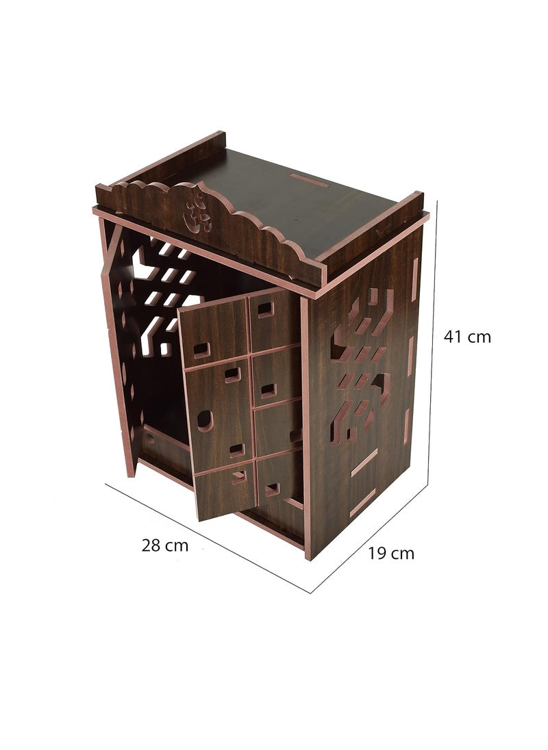 Natvar creation Wooden Wall Hanging Temple for Home and Shop Office and Home showpiece Temple with Acrylic Design Dark Brown