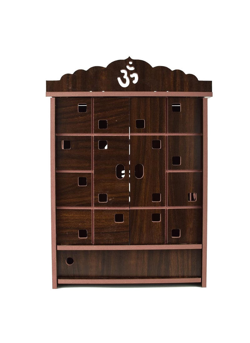 Natvar creation Wooden Wall Hanging Temple for Home and Shop Office and Home showpiece Temple with Acrylic Design Dark Brown