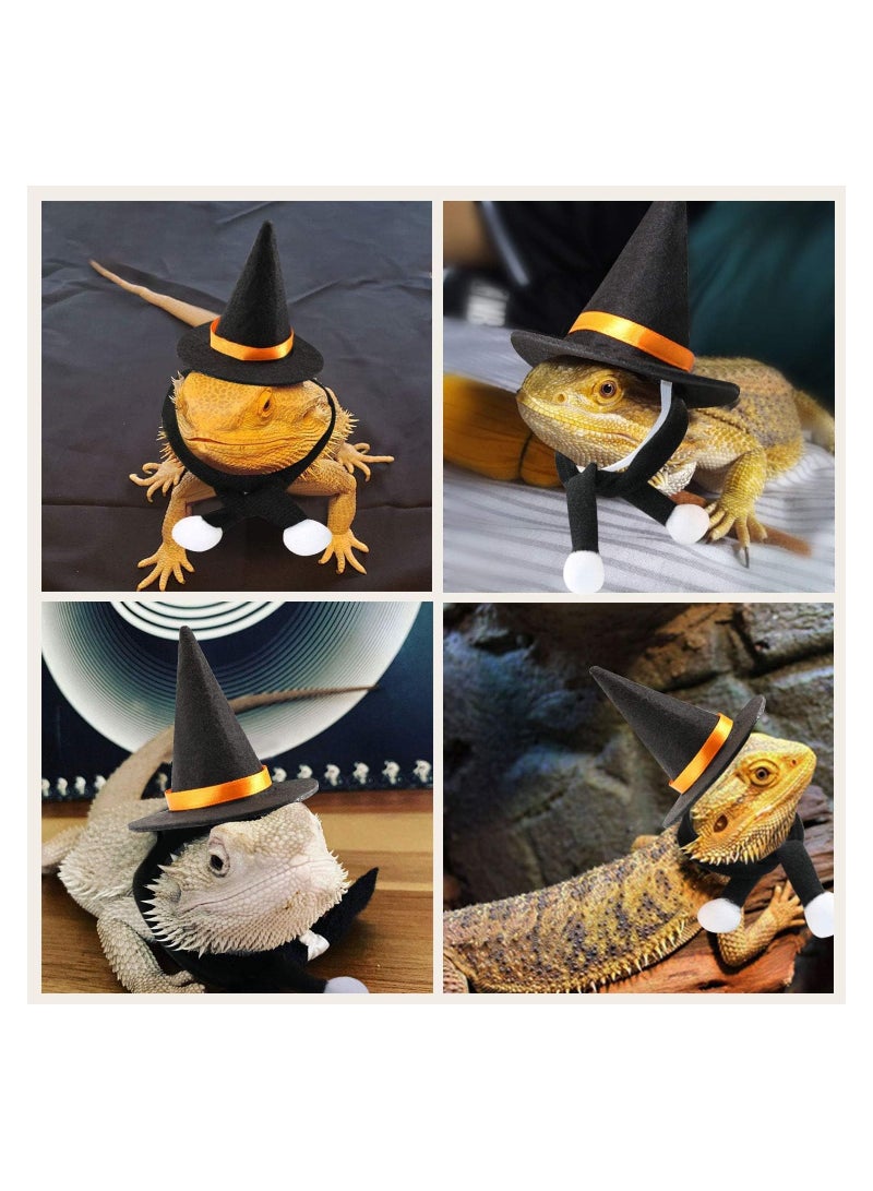 SOLARAE Bearded Dragon Hat Wizard Design, Lizard Halloween Witch Hat with Elastic Chin Strap, Halloween Wizard Hat Cosplay Reptile Apparel Outfit - Image 3