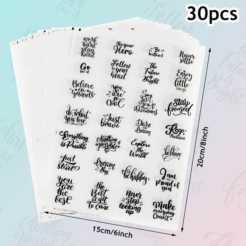 Glenmal 840 Pieces Inspirational Sticker Housekeeping Week Gifts Motivational Decal Aesthetic Words Sticker Word Sayings Decal for Teens Journaling Scrapbook(Transparent Color) - Image 5