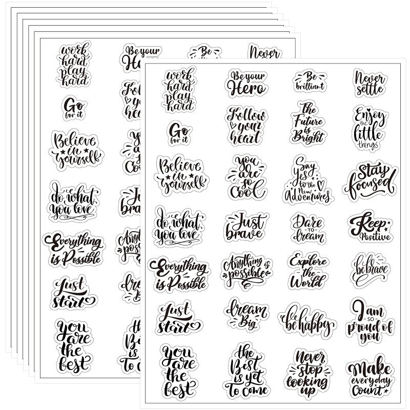 Glenmal 840 Pieces Inspirational Sticker Housekeeping Week Gifts Motivational Decal Aesthetic Words Sticker Word Sayings Decal for Teens Journaling Scrapbook(Transparent Color) - Image 1