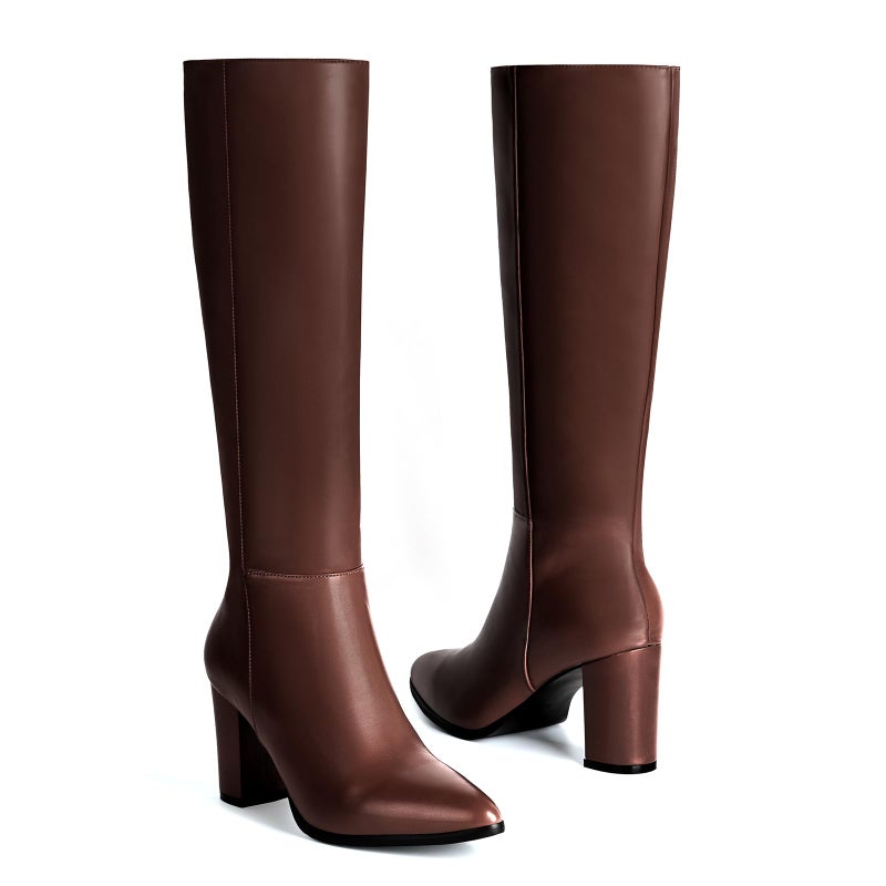 Vipost 3.35-inch Pointed Toe Knee High Boots for Women, Chunky Block Heel Tall Boots for Women with Side Zipper, Long Fall Winter Boot 2025 - Image 4