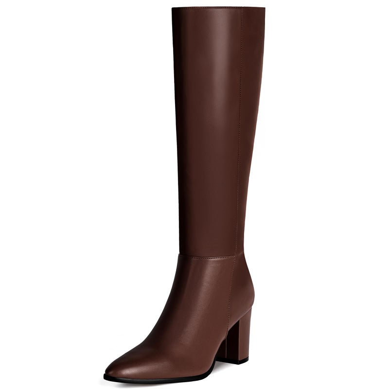 Vipost 3.35-inch Pointed Toe Knee High Boots for Women, Chunky Block Heel Tall Boots for Women with Side Zipper, Long Fall Winter Boot 2025 - Image 1