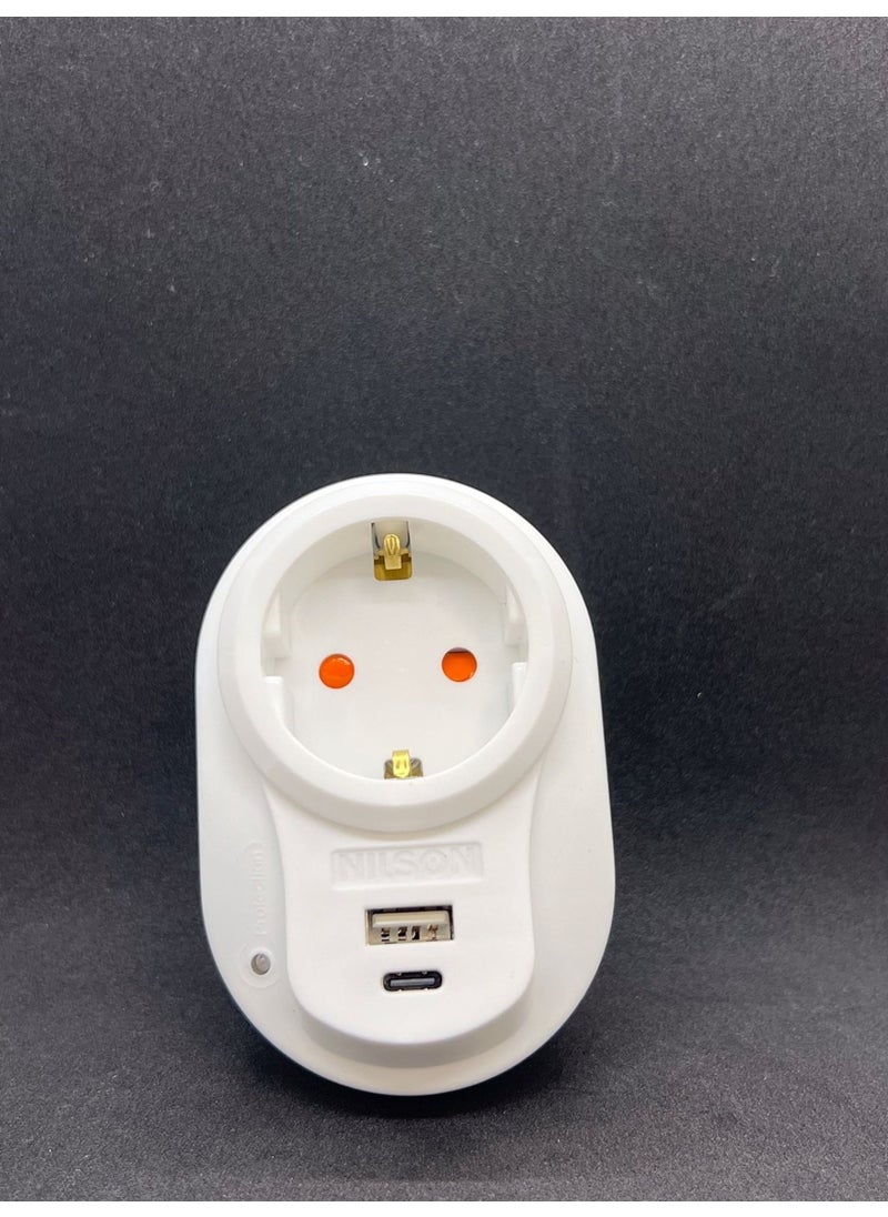 Nilson 5 Pieces Current Protected Single Plug Socket U+C-Type  - Image 2