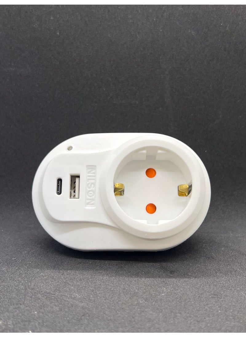 Nilson 5 Pieces Current Protected Single Plug Socket U+C-Type  - Image 3