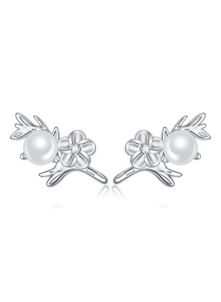 925 Sterling Silver Cherry Blossom/Camellia Earrings White Cubic Zircon Flower Pearl Earring For Women Cute Decoration Hypoallergenic Jewelry Birthday Valentine'S Day (Camellia) - pzsku/Z7B3112B5C28794C14191Z/45/_/1735816823/b64e8d44-9b6e-4196-be0d-cff9a71c41aa