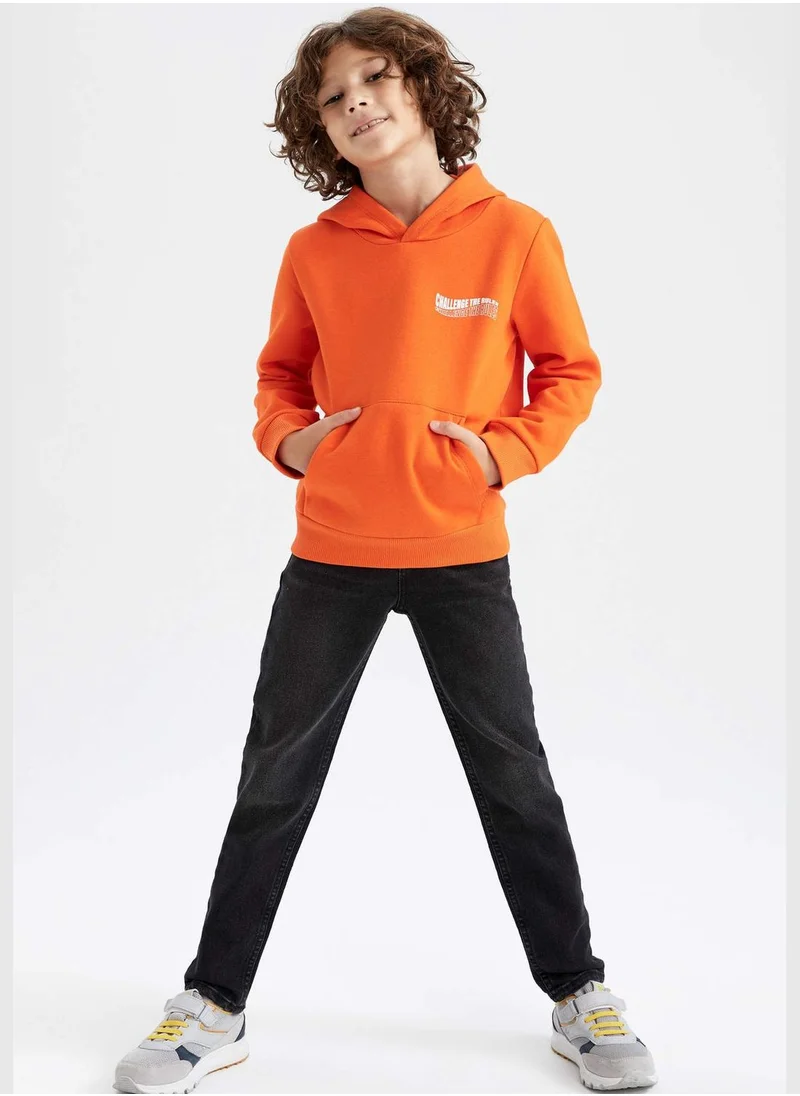 DeFacto Boy Hooded Long Sleeve Knitted Sweatshirt