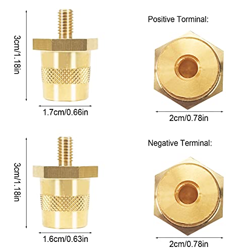 KOLODOGO Battery Terminal Connector, Auto battery Terminal Brass Post Adapter, Top Post thread Terminal Charging Post Extender Adaptor Taper Conversion Screw Nut - Image 3