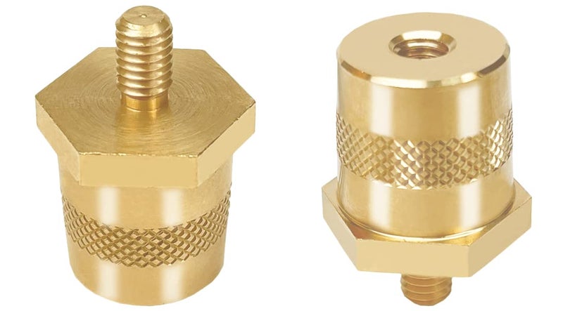 KOLODOGO Battery Terminal Connector, Auto battery Terminal Brass Post Adapter, Top Post thread Terminal Charging Post Extender Adaptor Taper Conversion Screw Nut - Image 1