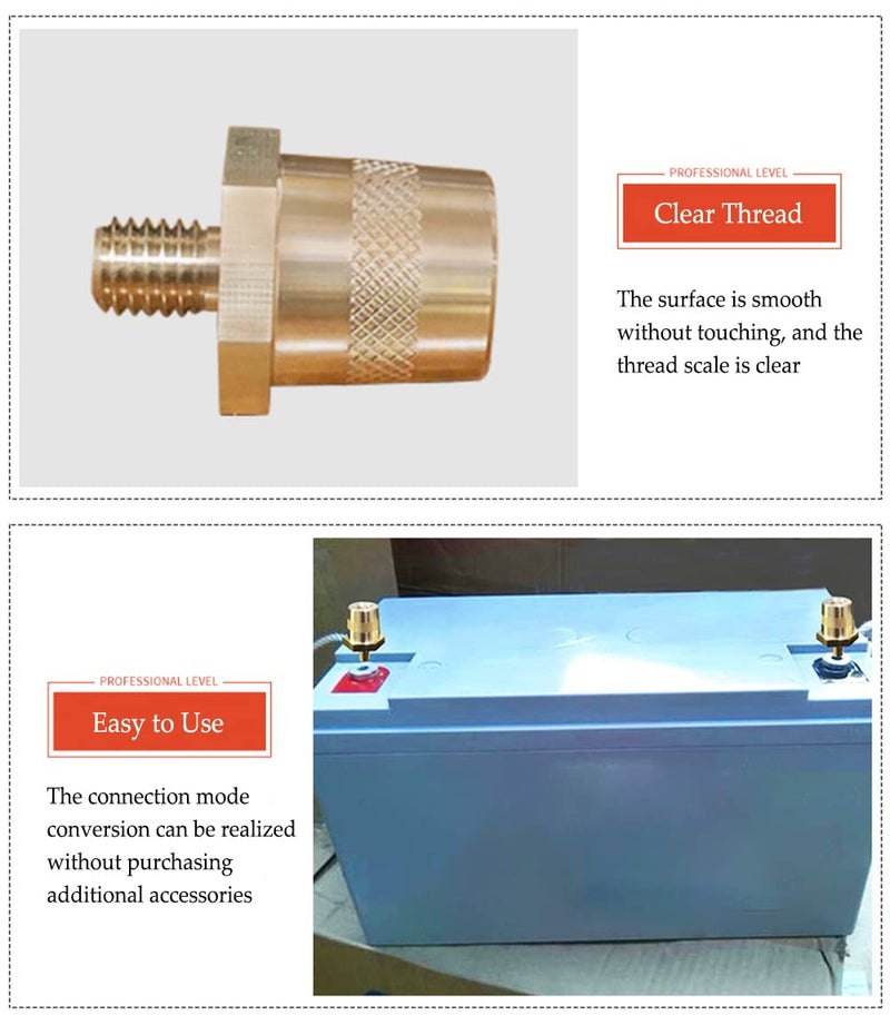 KOLODOGO Battery Terminal Connector, Auto battery Terminal Brass Post Adapter, Top Post thread Terminal Charging Post Extender Adaptor Taper Conversion Screw Nut - Image 4