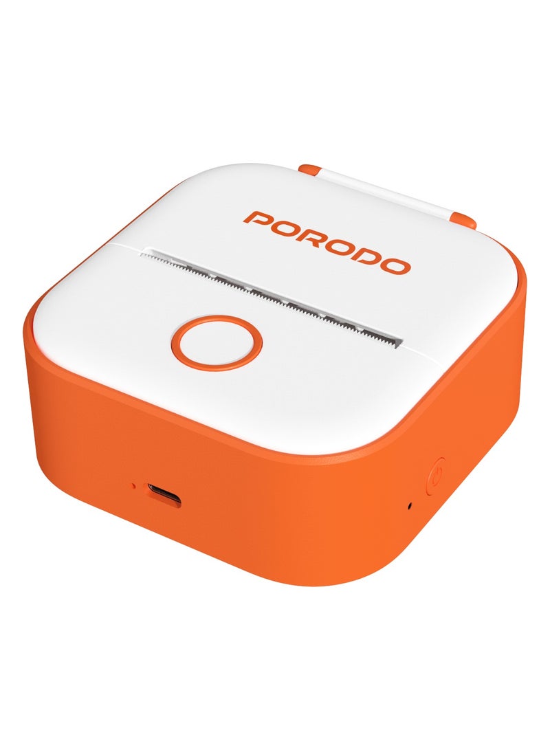 porodo Pocket HD Thermal Printer / 50mm Width / Scan & Print Instantly from App / Compact Printer / Inkless Printing / High Definition Prints - White / Orange  - Image 3