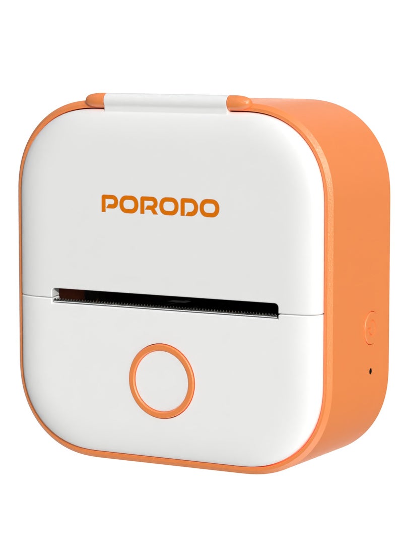 porodo Pocket HD Thermal Printer / 50mm Width / Scan & Print Instantly from App / Compact Printer / Inkless Printing / High Definition Prints - White / Orange  - Image 4