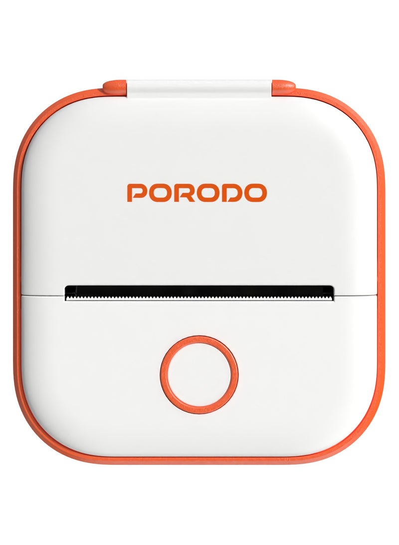 porodo Pocket HD Thermal Printer / 50mm Width / Scan & Print Instantly from App / Compact Printer / Inkless Printing / High Definition Prints - White / Orange  - Image 5
