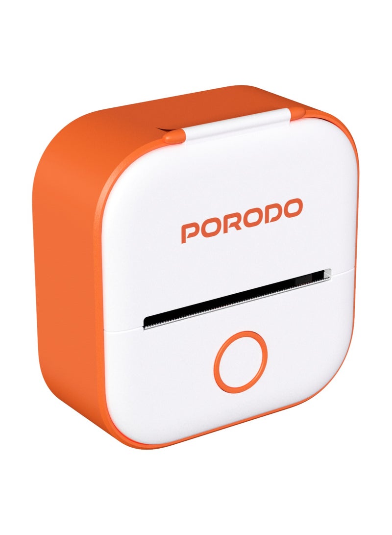 porodo Pocket HD Thermal Printer / 50mm Width / Scan & Print Instantly from App / Compact Printer / Inkless Printing / High Definition Prints - White / Orange  - Image 1