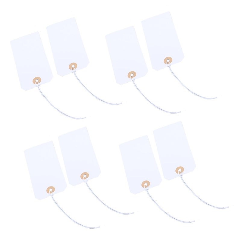 100pcs White Blank Tags with Elastic String Marking Hanging Tags Attached Reinforced Hole Writable Blank Price Tags for Nail Salon - Image 1