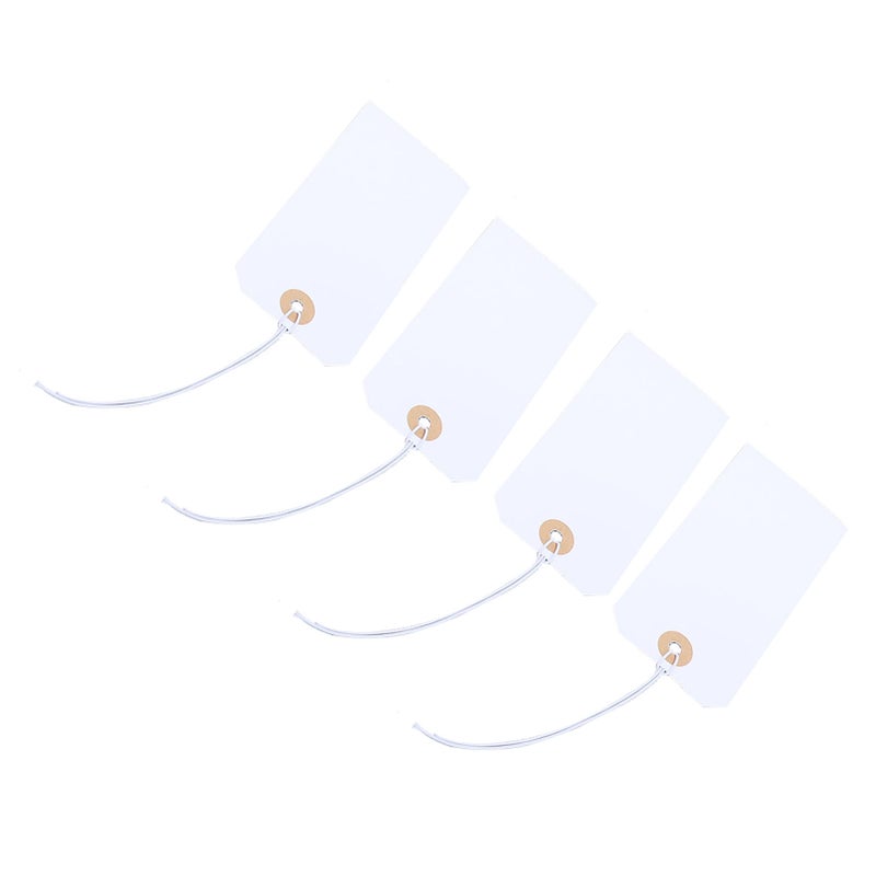 100pcs White Blank Tags with Elastic String Marking Hanging Tags Attached Reinforced Hole Writable Blank Price Tags for Nail Salon - Image 2