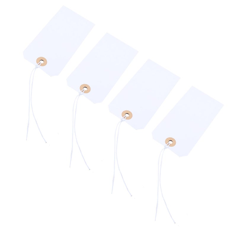 100pcs White Blank Tags with Elastic String Marking Hanging Tags Attached Reinforced Hole Writable Blank Price Tags for Nail Salon - Image 4