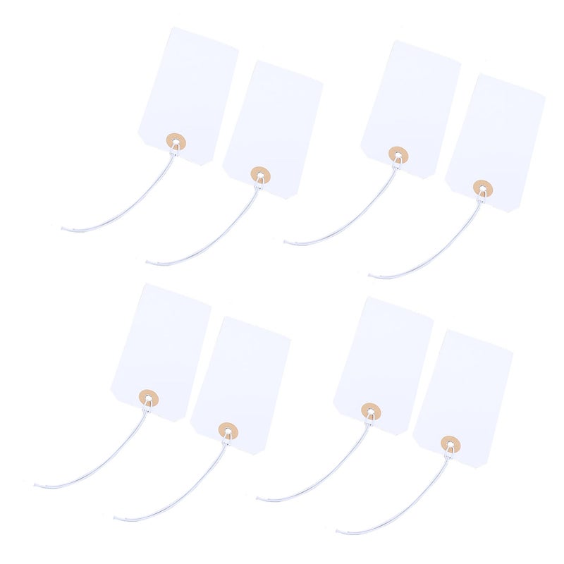 100pcs White Blank Tags with Elastic String Marking Hanging Tags Attached Reinforced Hole Writable Blank Price Tags for Nail Salon - Image 5
