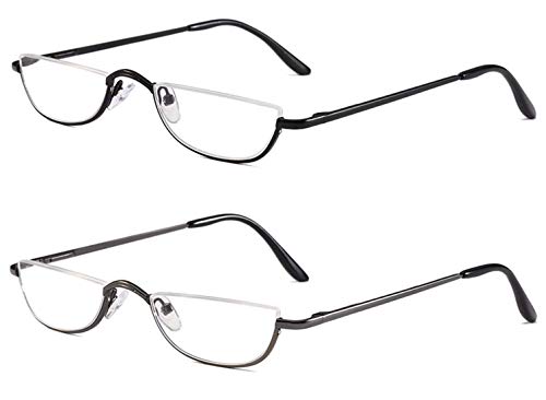 Viseng 2 Pairs Half Frame Reading Glasses for Women Men Slim Half Moon Lens Readers Metal Semi Rimless eyewear +1.75 - Image 3