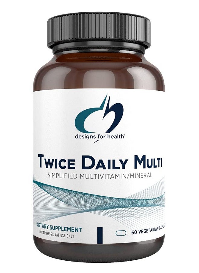 designs for health - Twice Daily Multi Ironfree Adult Multivitamin Supplement Multi Vitamin + Mineral For Adults With Vitamin C B Vitamins K D E Folate + More Nongmo 60 Capsules - Image 1