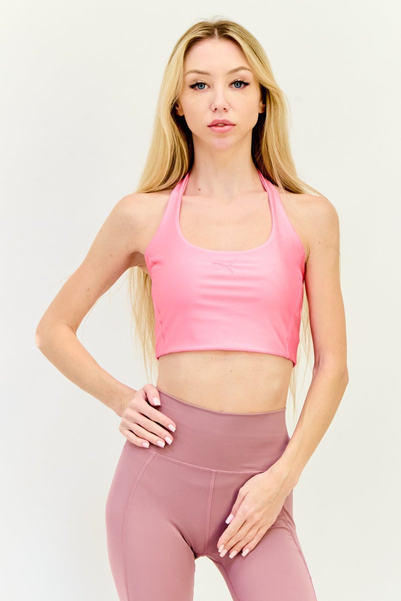PUMA Women Brand Logo Non Padded Sports Bra, Pink  - Image 1