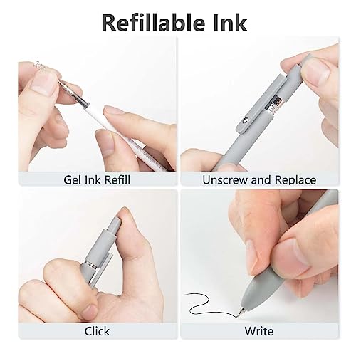 MIUTME 6Pcs Gel Pens, Retractable Gel Pens Quick Dry Ink Pens Fine Point Premium Smooth Writing Pens, Aesthetic Pens for School & Office Supplies - Image 3