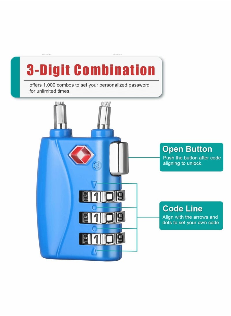 SYOSI - Luggage Padlocks TSA Approved Customs Lock Mini Luggage Padlock Flexible Cable Travel Coded Suitcase Lock Small Gym Locker Padlock with 3 Digit Combination - Image 1