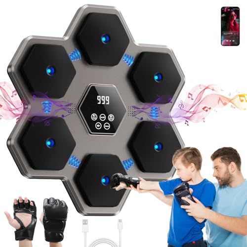Tomzio Music Boxing Machine with Gloves for Adults & Kids,5 Button LCD Touch Control with One Button Mute & Rhythm Recognition,17.3'' Large Size Wall Mounted Boxing Target for Home Gym,HIFI Bluetooth Speaker - Image 1
