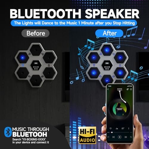 Tomzio Music Boxing Machine with Gloves for Adults & Kids,5 Button LCD Touch Control with One Button Mute & Rhythm Recognition,17.3'' Large Size Wall Mounted Boxing Target for Home Gym,HIFI Bluetooth Speaker - Image 5