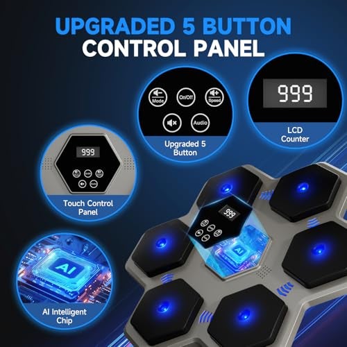 Tomzio Music Boxing Machine with Gloves for Adults & Kids,5 Button LCD Touch Control with One Button Mute & Rhythm Recognition,17.3'' Large Size Wall Mounted Boxing Target for Home Gym,HIFI Bluetooth Speaker - Image 2