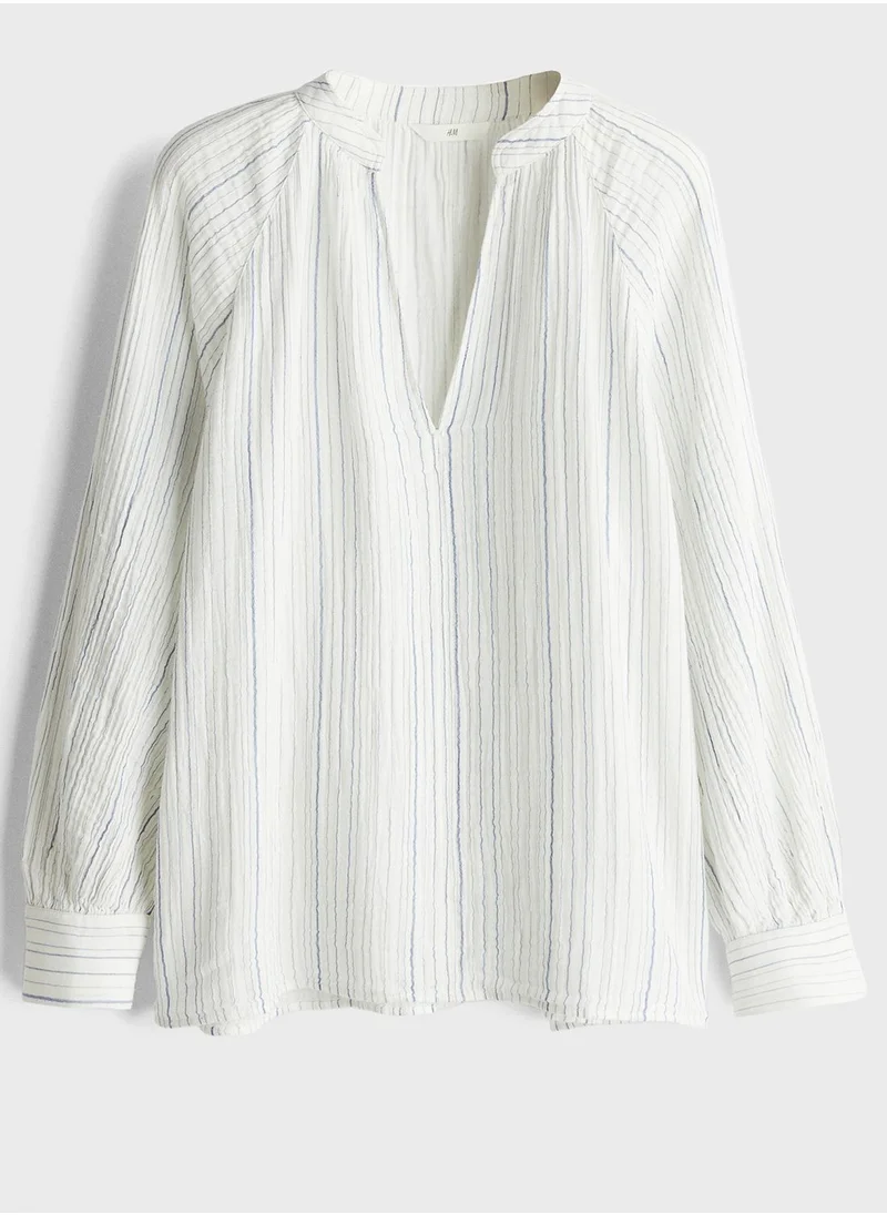 H&M Striped V-Neck Top