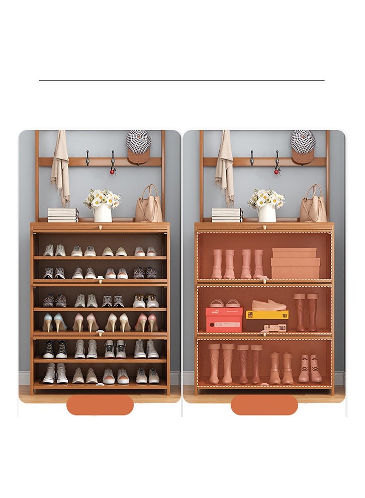 إن كي أكس خزانة أحذية بباب قلاب، خزانة أحذية مدمجة متعددة الوظائف، مصنوعة من الخشب الصلب، لون بيج، 188*32*80 سم - Image 3