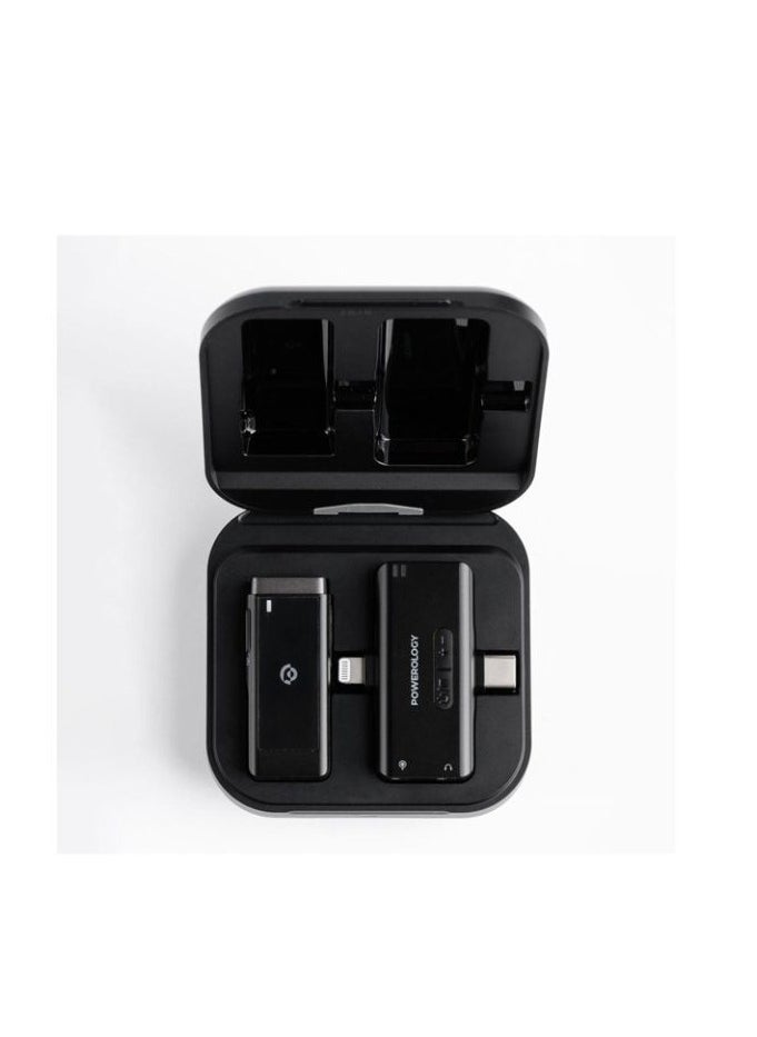 Powerology Powerology MFI x1 2-Conductor Wireless Lavalier Microphone with 1000mAh Battery - Black  - Image 2