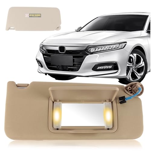PEVAST Right Passenger Side Sun Visor Compatible with Honda Accord 2008 2009 2010 2011 2012 2013 2014 2015 2016 2017,Replace 83230-TA0-A91ZB(Beige) - Image 1