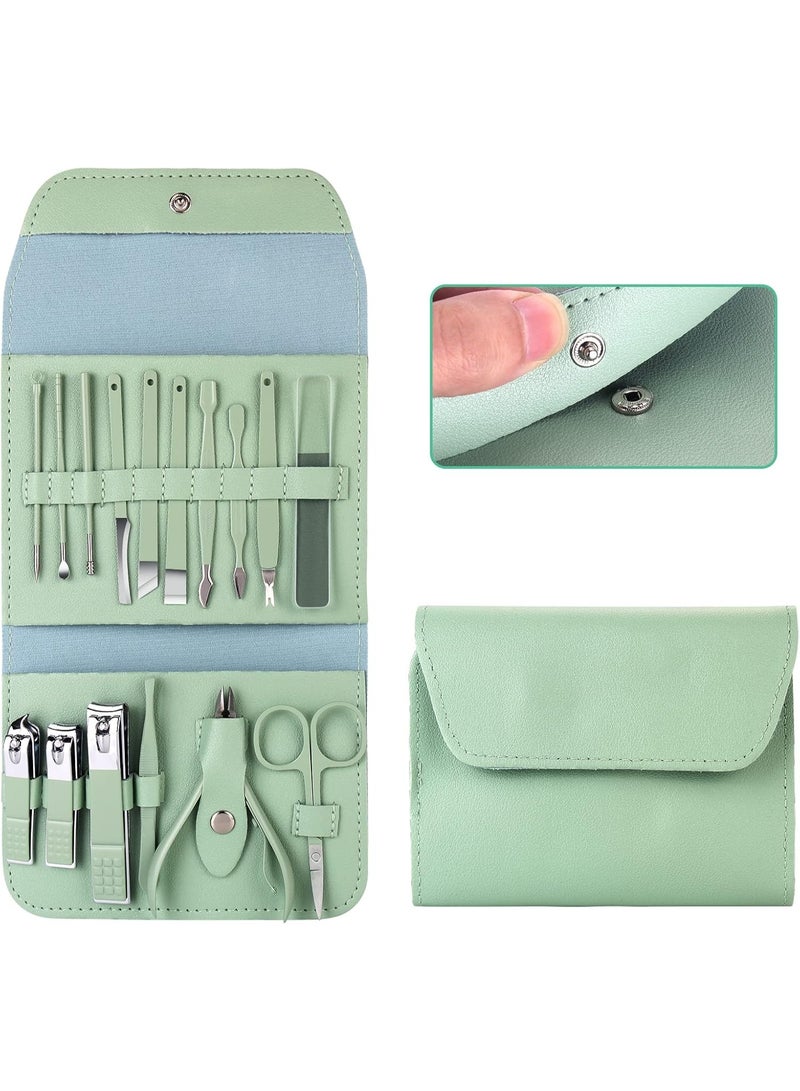 مجموعة مقص أظافر، مجموعة مانيكير 16 في 1، أدوات قص أظافر من الفولاذ المقاوم للصدأ، أدوات مانيكير وباديكير مع حقيبة جلدية للسفر - Image 1