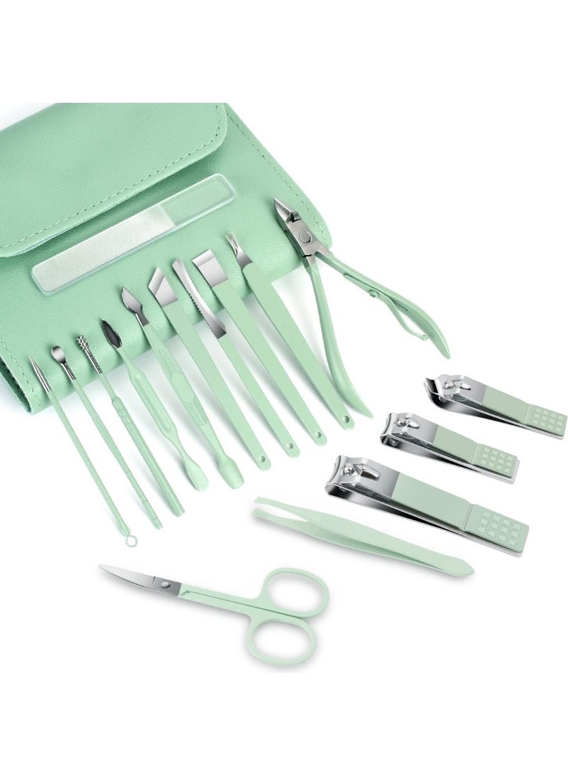 مجموعة مقص أظافر، مجموعة مانيكير 16 في 1، أدوات قص أظافر من الفولاذ المقاوم للصدأ، أدوات مانيكير وباديكير مع حقيبة جلدية للسفر - Image 3