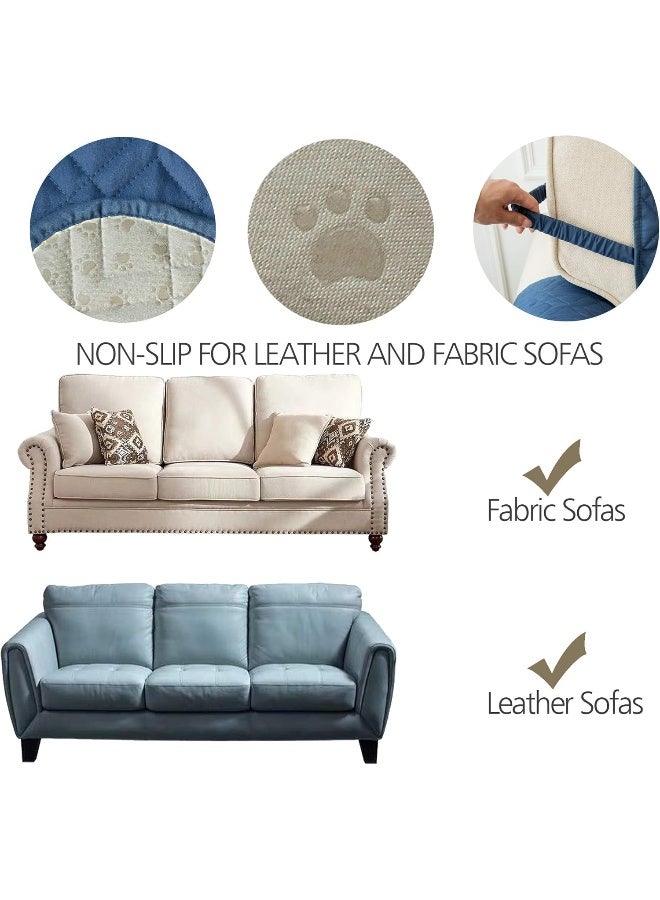 Ameritex Couch Sofa Slipcover 100 Waterproof Nonslip Quilted Furniture Protector Slipcover for Dogs Children Pets Sofa Slipcover Machine Washable Blue 68 - Image 3