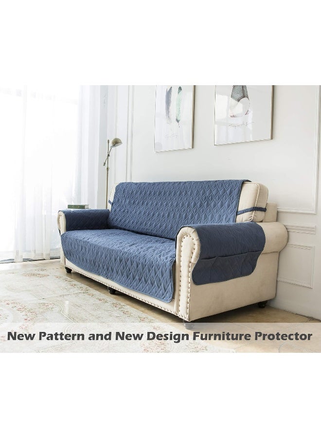 Ameritex Couch Sofa Slipcover 100 Waterproof Nonslip Quilted Furniture Protector Slipcover for Dogs Children Pets Sofa Slipcover Machine Washable Blue 68 - Image 4