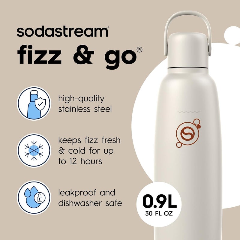 SodaStream Fizz & Go Cool - All Metal Bottle (Sand) Carbonating Bottle Capacity, 0.9L Popular practical build - Image 1