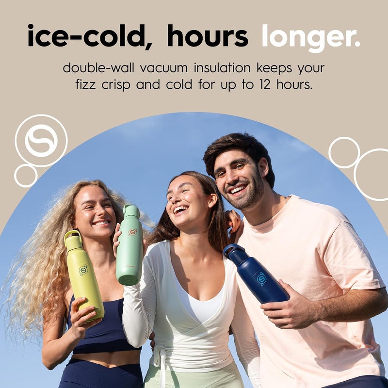 SodaStream Fizz & Go Cool - All Metal Bottle (Sand) Carbonating Bottle Capacity, 0.9L Popular practical build - Image 2